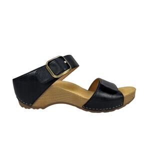 Dansko Tanya Sandal Womens 8.5 9 EU 39 Black Leather Adjustable Strap Comfort